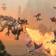 A dragon breaths fire on a bunch of smaller dragons in Total War: Warhammer III.